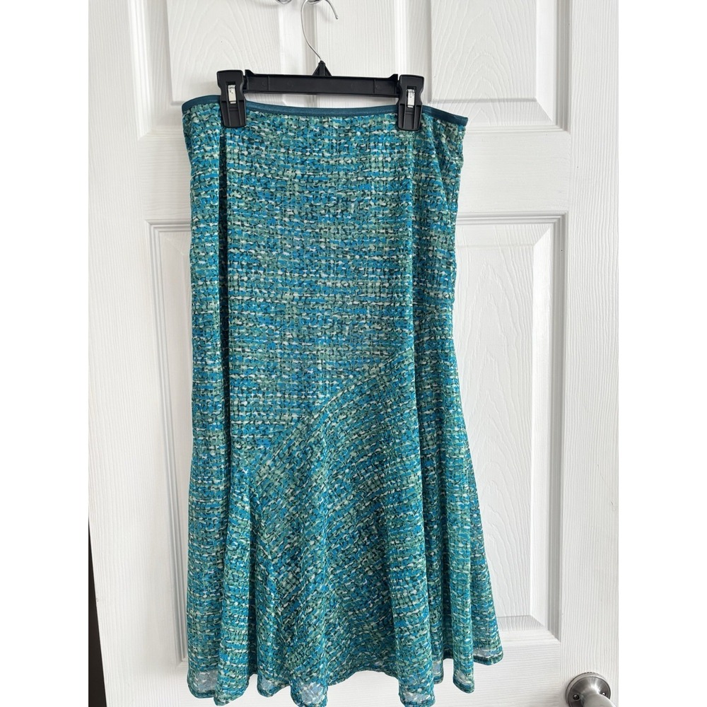 Casual Corner Women's Medium A-Line Maxi Skirt Stretch Waist Blue‎ Summer Boho